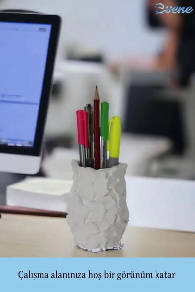 Evene Kalemlik Beyaz Renk Masa Kalemliği Organizer Kalemlik Model 16 - Resim 3