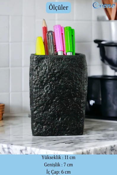 Evene Kalemlik Siyah Renk Masa Kalemliği Organizer Kalemlik Model 7 - Resim 2