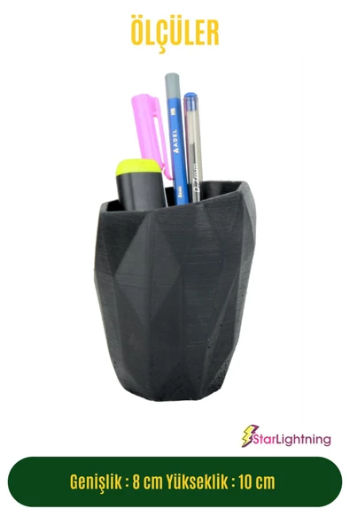 StarLightning Kalemlik Siyah Renk Masa Kalemliği Organizer Kalemlik Model 2 - 3