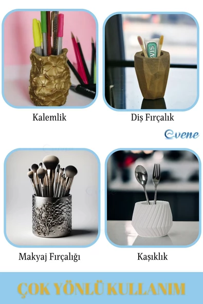 Evene Kalemlik Beyaz Renk Masa Kalemliği Organizer Kalemlik Model 22 - 5