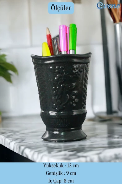 Evene Kalemlik Siyah Renk Masa Kalemliği Organizer Kalemlik Model 9 - Resim 2