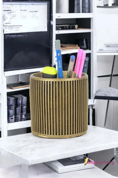 StarLightning Kalemlik Altın Eskitme Renk Masa Kalemliği Organizer Kalemlik Model 1 - 2