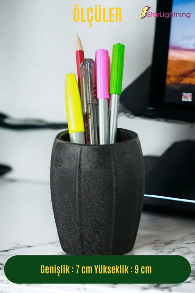 StarLightning Kalemlik Siyah Renk Masa Kalemliği Organizer Kalemlik Model 13 - Resim 3
