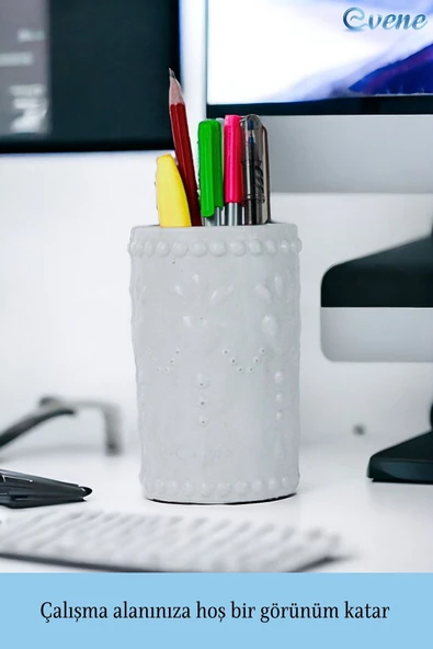 Evene Kalemlik Beyaz Renk Masa Kalemliği Organizer Kalemlik Model 10 - Resim 3