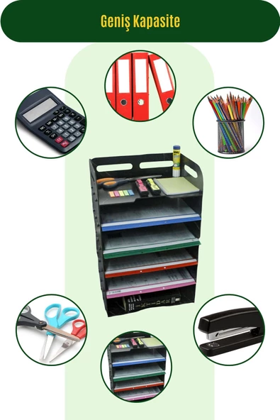 StarLightning Masa Düzenleyici Organizer Evrak Rafı Masaüstü Organizer Siyah Mermer Renk Model 5 - 6