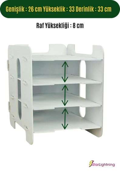 StarLightning Masa Düzenleyici Organizer Evrak Rafı Masaüstü Organizer Beyaz Renk Model 1 - 2