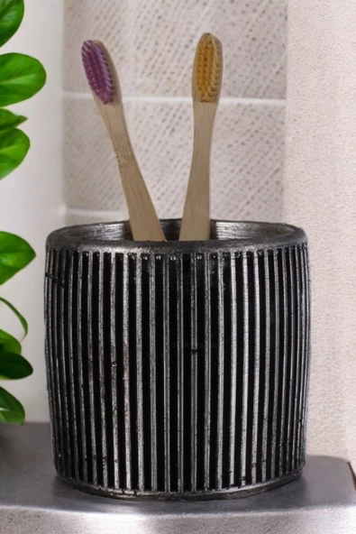 Star Master Diş Fırçası Kabı Diş Fırçalığı Fırçalık Gümüş Eskitme Renk Model 1