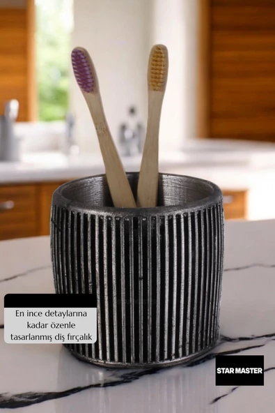 Star Master Diş Fırçası Kabı Diş Fırçalığı Fırçalık Gümüş Eskitme Renk Model 1 - 5
