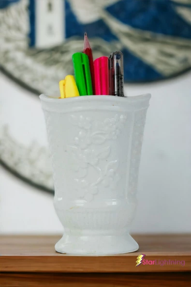 StarLightning Kalemlik Beyaz Renk Masa Kalemliği Organizer Kalemlik Model 9 - Resim 2