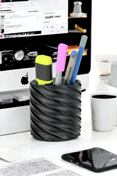 StarLightning Kalemlik Siyah Renk Masa Kalemliği Organizer Kalemlik Model 6 - Resim 2