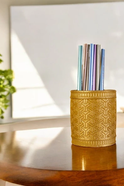 Evene Kalemlik Masa Kalemliği Organizer Kalemlik Altın Renk Model 4 ürün görseli 1