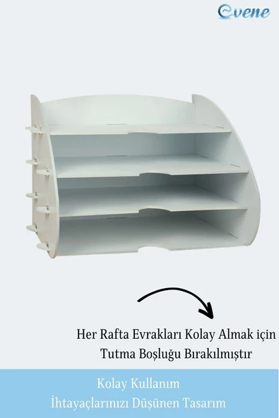 Evene Dosya Düzenleyici Masa Üstü Organizer Ahşap Evrak Raflı Model 3 - 7