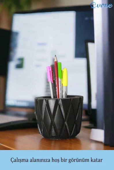 Evene Kalemlik Siyah Renk Masa Kalemliği Organizer Kalemlik Model 18 - Resim 3