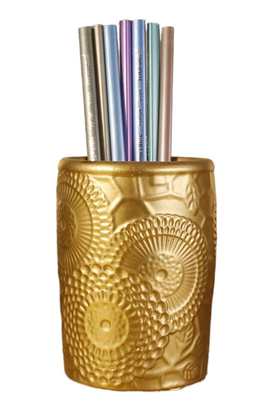 Evene Kalemlik Masa Kalemliği Organizer Kalemlik Altın Eskitme Renk Model 12 ürün görseli 1