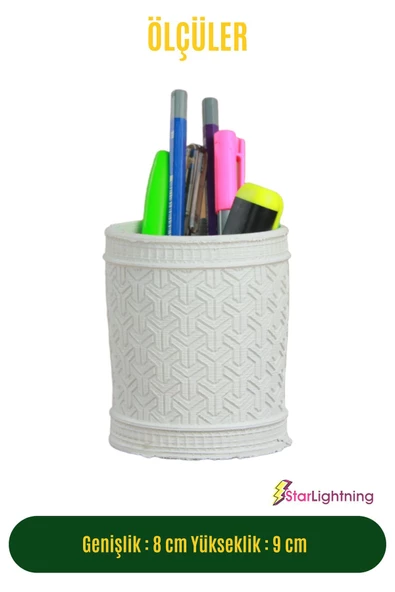 StarLightning Kalemlik Beyaz Renk Masa Kalemliği Organizer Kalemlik Model 4 - Resim 3