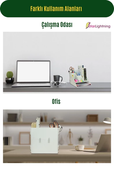 StarLightning Masa Düzenleyici Organizer Evrak Rafı Masaüstü Organizer Beyaz Renk Model 4 - 3
