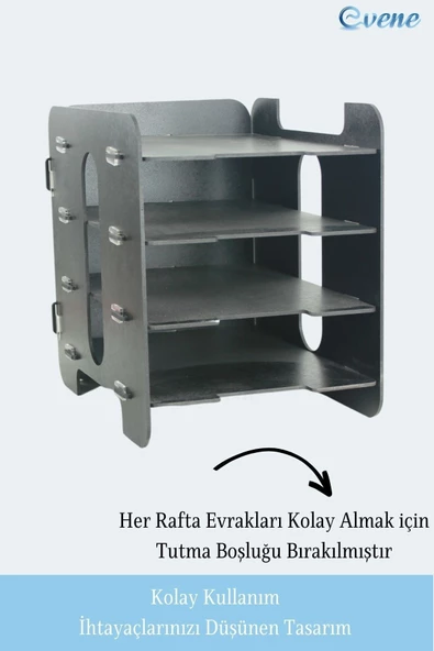 Evene Dosya Düzenleyici Masa Üstü Organizer Ahşap Evrak Raflı Model 1 - 7