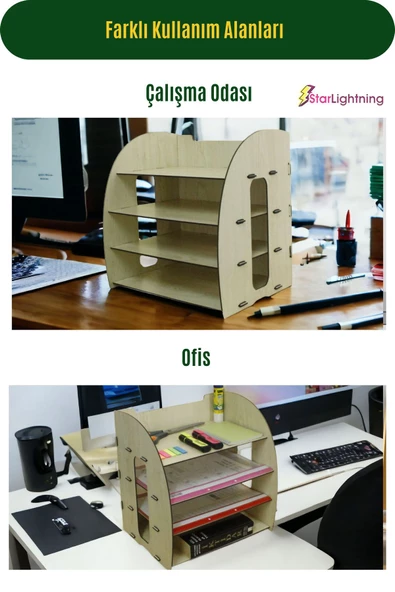 StarLightning Masa Düzenleyici Organizer Evrak Rafı Masaüstü Organizer Açık Meşe Renk Model 6 - 3