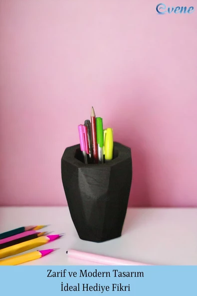 Evene Kalemlik Siyah Renk Masa Kalemliği Organizer Kalemlik Model 19 - Resim 4