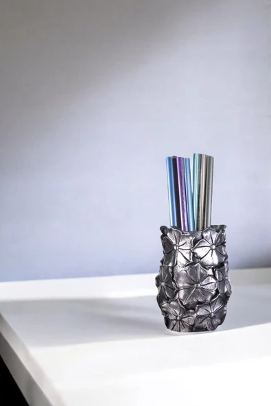 Evene Kalemlik Masa Kalemliği Organizer Kalemlik Gümüş Eskitme Renk Model 16 ürün görseli 1