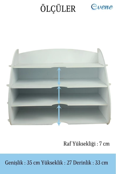 Evene Dosya Düzenleyici Masa Üstü Organizer Ahşap Evrak Raflı Model 3 - 3