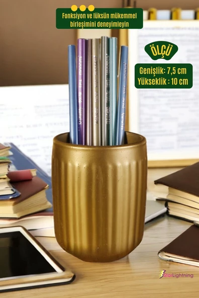 StarLightning Kalemlik Masa Kalemliği Organizer Kalemlik Altın Renk Model 11 - Resim 3
