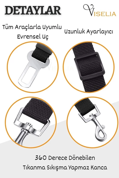 Viselia Evcil Hayvan Emniyet Kemeri Kedi Köpek Tasma Köpek Araç Kemeri - Resim 5