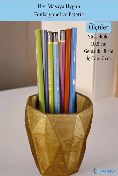 Evene Kalemlik Masa Kalemliği Organizer Kalemlik Altın Renk Model 2 - 2