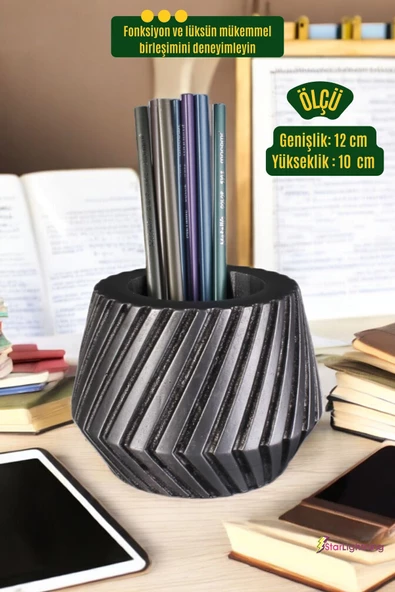 StarLightning Kalemlik Masa Kalemliği Organizer Kalemlik Gümüş Eskitme Renk Model 21 - Resim 3