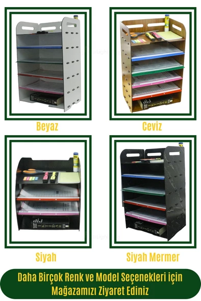 StarLightning Masa Düzenleyici Organizer Evrak Rafı Masaüstü Organizer Ceviz Renk Model 5 - 8