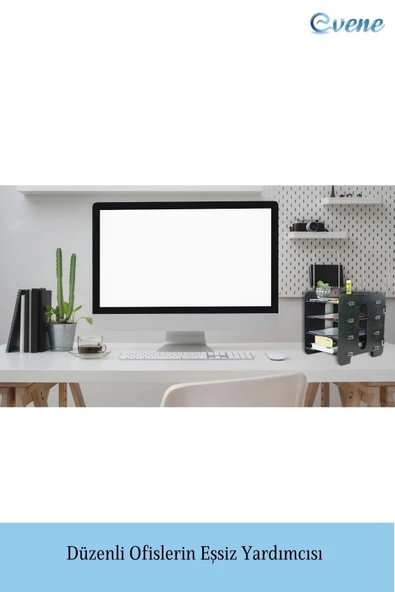 Evene Dosya Düzenleyici Masa Üstü Organizer Ahşap Evrak Raflı Model 1 - 2