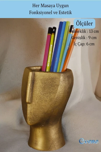 Evene Kalemlik Masa Kalemliği Organizer Kalemlik Altın Eskitme Renk Model 23 - Resim 2