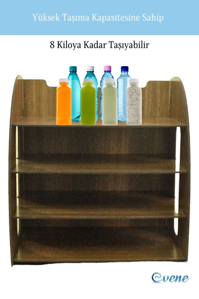 Evene Dosya Düzenleyici Masa Üstü Organizer Ahşap Evrak Rafı Ceviz Renk Model 6 - 4