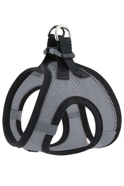 Pandogo Kedi Köpek Tasması Reflektörlü Fileli Hava Alan Kumaş Sevk Kayışlı Kedi Gezdirme Tasması Gri L ürün görseli