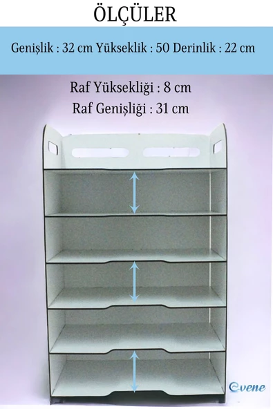 Evene Dosya Düzenleyici Masa Üstü Organizer Ahşap Evrak Rafı Beyaz Renk Model 5 - 3