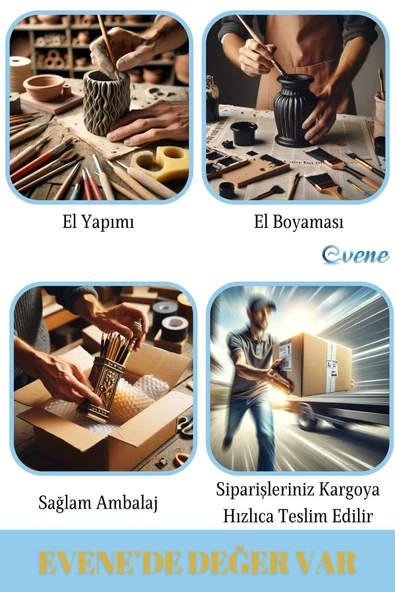 Evene Kalemlik Siyah Renk Masa Kalemliği Organizer Kalemlik Model 12 - Resim 6