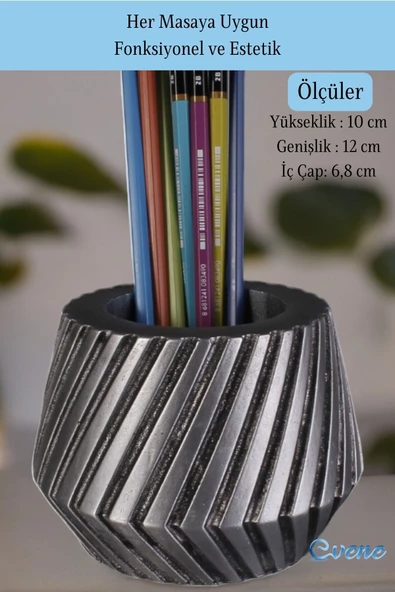 Evene Kalemlik Masa Kalemliği Organizer Kalemlik Gümüş Eskitme Renk Model 21 - Resim 2