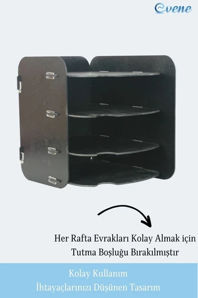 Evene Dosya Düzenleyici Masa Üstü Organizer Ahşap Evrak Raflı Model 2 - 7