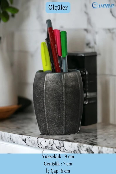 Evene Kalemlik Masa Kalemliği Organizer Kalemlik Gümüş Eskitme Renk Model 13 - Resim 2