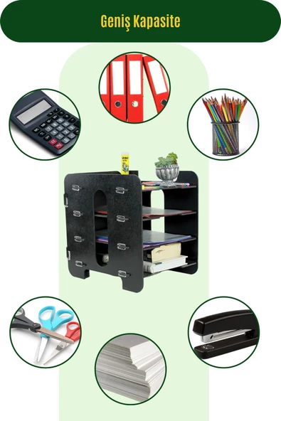 StarLightning Masa Düzenleyici Organizer Evrak Rafı Masaüstü Organizer Siyah Renk Model 1 - 6