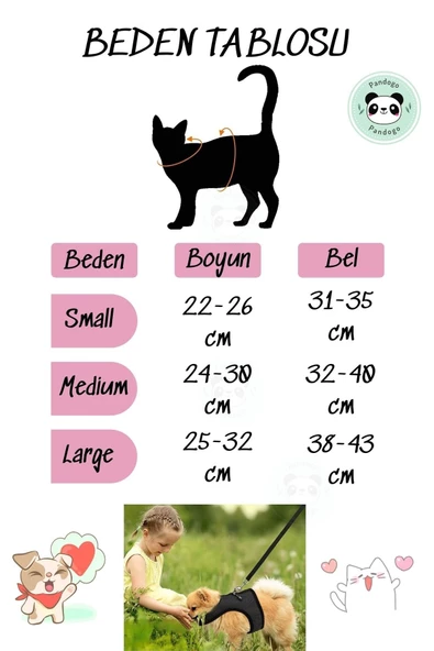 Pandogo Kedi Köpek Tasması Reflektörlü Fileli Hava Alan Kumaş Sevk Kayışlı Kedi Gezdirme Tasması Gri L - Resim 2