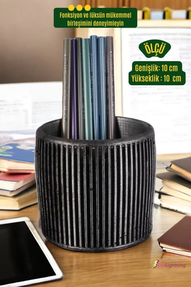 StarLightning Kalemlik Masa Kalemliği Organizer Kalemlik Gümüş Eskitme Renk Model 1 - Resim 3