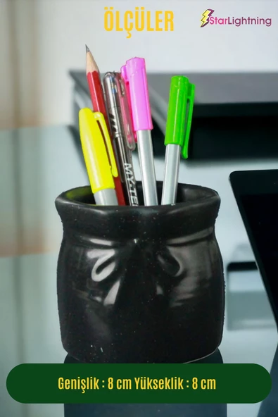 StarLightning Kalemlik Siyah  Renk Masa Kalemliği Organizer Kalemlik Model 8 - Resim 3
