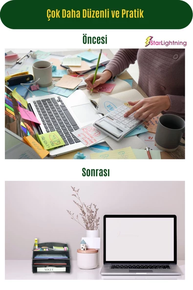 StarLightning Masa Düzenleyici Organizer Evrak Rafı Masaüstü Organizer Siyah Renk Model 3 - 7