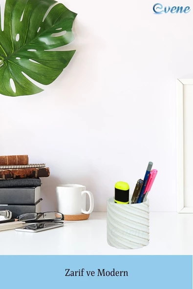 Evene Kalemlik Beyaz Renk Masa Kalemliği Organizer Kalemlik Çapraz Model - Resim 3