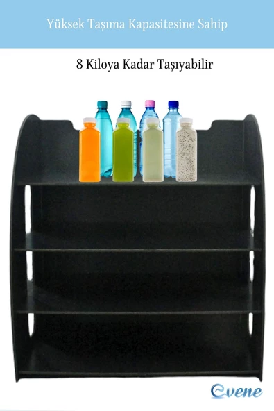 Evene Dosya Düzenleyici Masa Üstü Organizer Ahşap Evrak Rafı Siyah Renk Model 6 - 4