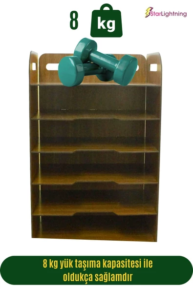 StarLightning Masa Düzenleyici Organizer Evrak Rafı Masaüstü Organizer Ceviz Renk Model 5 - 4