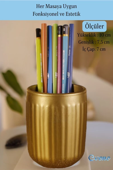 Evene Kalemlik Masa Kalemliği Organizer Kalemlik Altın Renk Model 11 - Resim 2