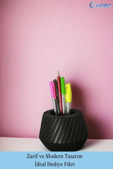 Evene Kalemlik Siyah Renk Masa Kalemliği Organizer Kalemlik Model 21 - Resim 4