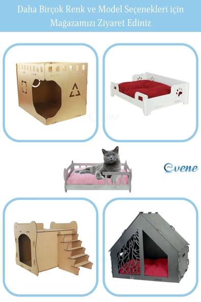 Evene Kedi Evi Kedi Yuvası Kedi Kulübesi Ahşap Kedi Evi Büyük Kedi Evi Model 1 Beyaz - 4